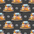 Halloween Gnomes on Truck Fabric - Gray - ineedfabric.com