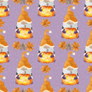 Halloween Gnomes Pumpkins Fabric - Purple - ineedfabric.com