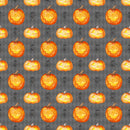 Halloween Gnomes Various Pumpkins Fabric - Gray - ineedfabric.com
