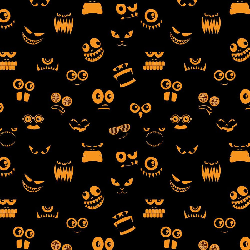Halloween Monsters Fabric - Black - ineedfabric.com