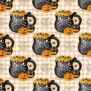 Halloween Mugs Cats Fabric - Orange - ineedfabric.com