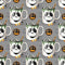 Halloween Mugs Frankenstein Fabric - Gray - ineedfabric.com