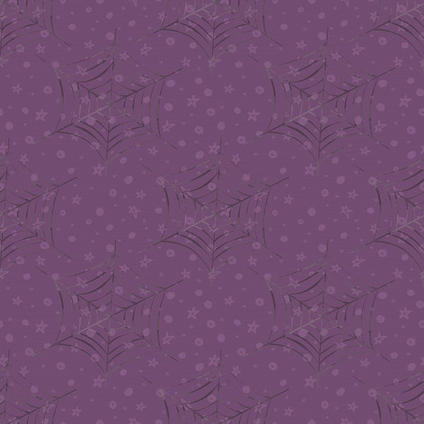 Halloween Mugs Spider Webs Fabric - Purple - ineedfabric.com