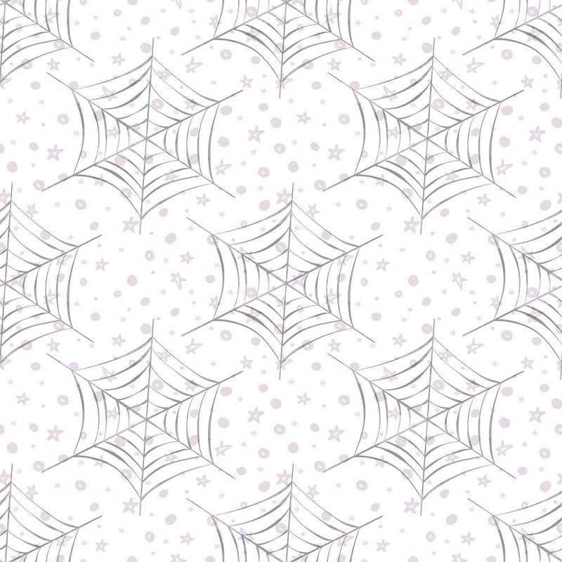 Halloween Mugs Spider Webs Fabric - White - ineedfabric.com