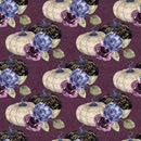 Halloween Night Pumpkins on Damask Fabric - Purple - ineedfabric.com