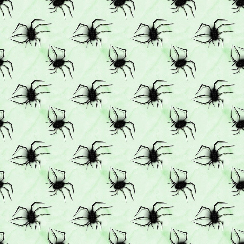 Halloween Please! Spiders Fabric - Green - ineedfabric.com