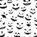 Halloween Pumpkin Faces Fabric - White - ineedfabric.com
