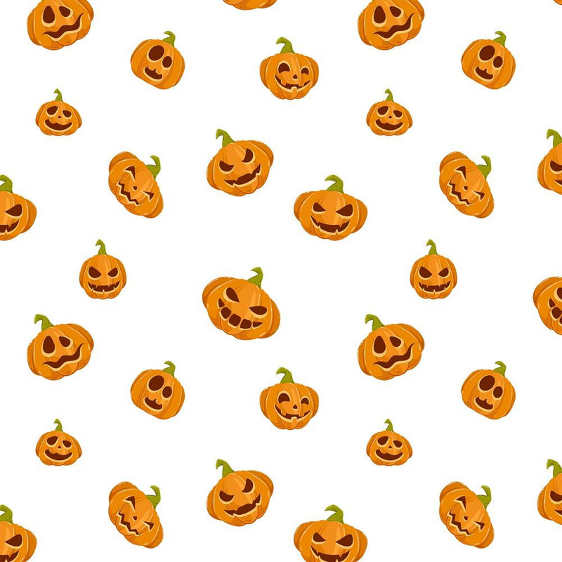 Halloween Pumpkins Allover Fabric - White - ineedfabric.com