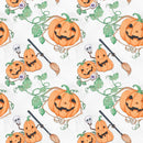 Halloween Pumpkins with Leaves Fabric - ineedfabric.com