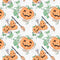Halloween Pumpkins with Leaves Fabric - ineedfabric.com