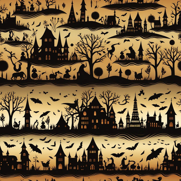 Halloween Silhouettes Pattern 10 Fabric - ineedfabric.com
