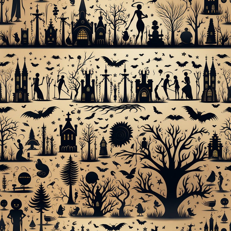 Halloween Silhouettes Pattern 5 Fabric - ineedfabric.com