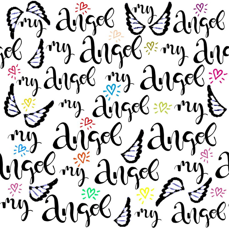 Hand Drawn Angel Font Fabric - ineedfabric.com