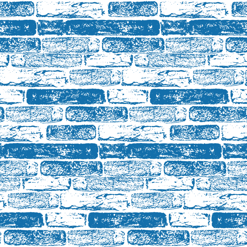 Hand Drawn Brick Wall Fabric - Blue - ineedfabric.com