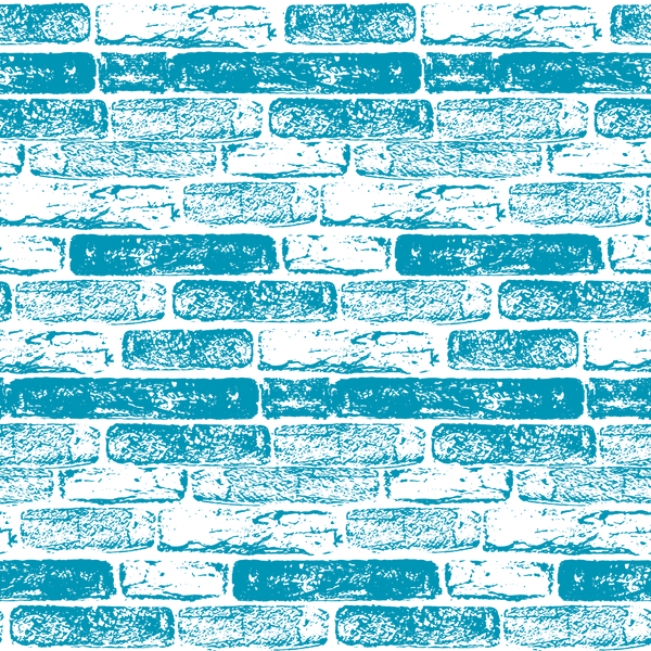 Hand Drawn Brick Wall Fabric - Cerulean Blue - ineedfabric.com