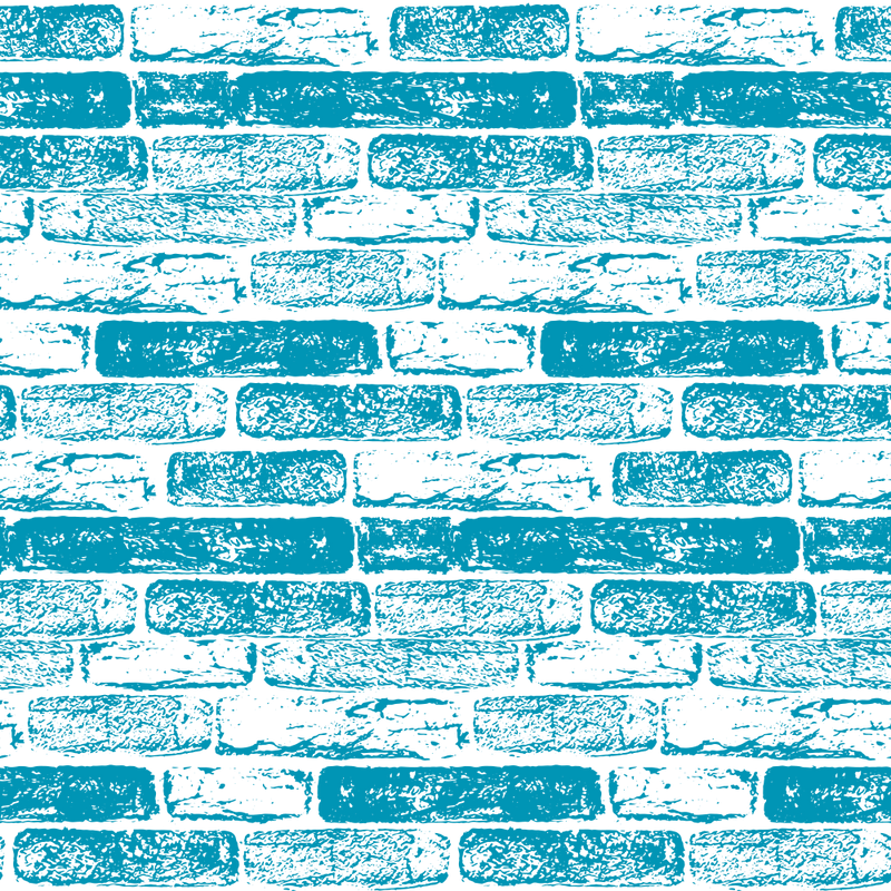 Hand Drawn Brick Wall Fabric - Cerulean Blue - ineedfabric.com