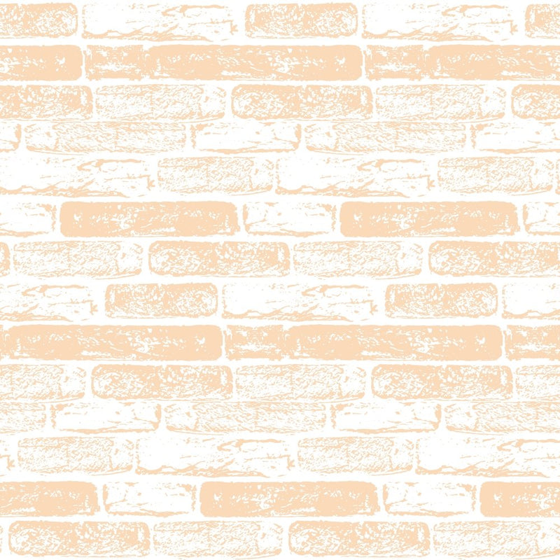 Hand Drawn Brick Wall Fabric - Pizazz Peach - ineedfabric.com