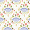 Hand Drawn Cartoon Bee Damask Floral Fabric - White - ineedfabric.com