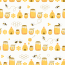 Hand Drawn Cartoon Bee Healthy Honey Fabric - White - ineedfabric.com