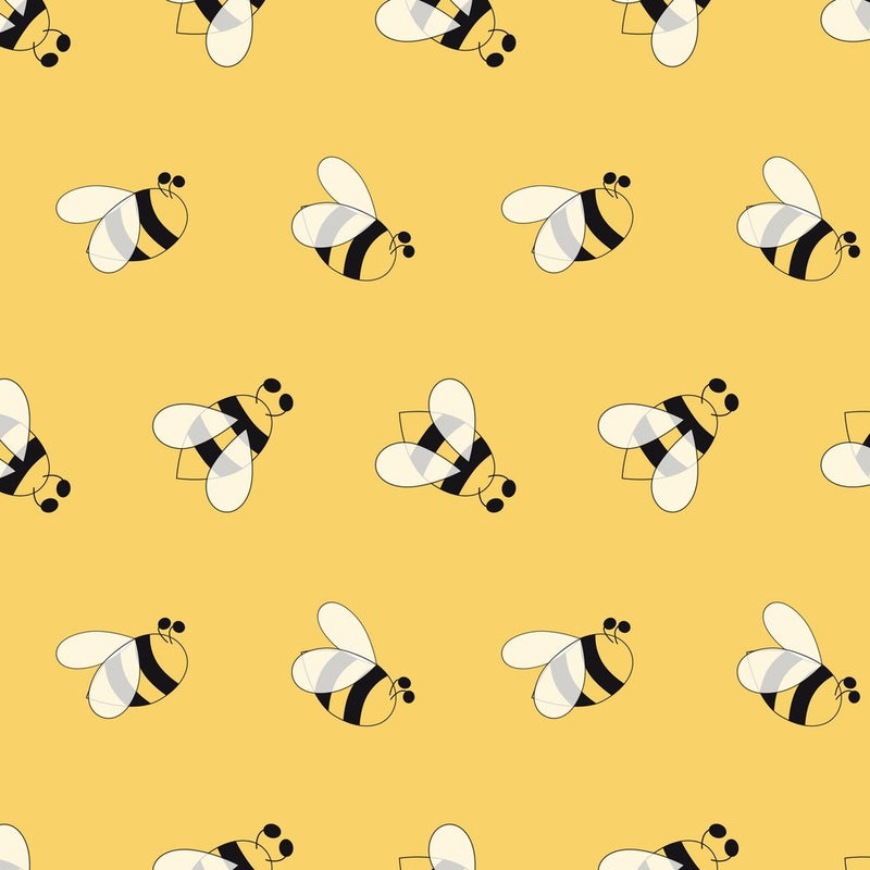 Fun Sewing Hand Drawn Cartoon Bees Fabric - Yellow Normal Print