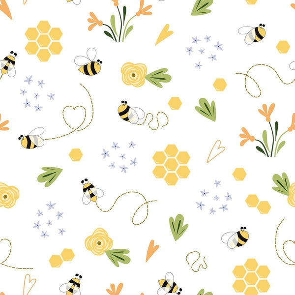 Cute Bee Fabric by The Yard Lovely Wild Animal Cartoon Flowers Plants  Fabric for Kids Boys Girls Yellow Geometric Hexagon Decor Fabric for  Curtain and