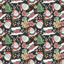 Hand Drawn Christmas Elements Fabric - Black - ineedfabric.com