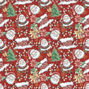Hand Drawn Christmas Elements Fabric - Red - ineedfabric.com