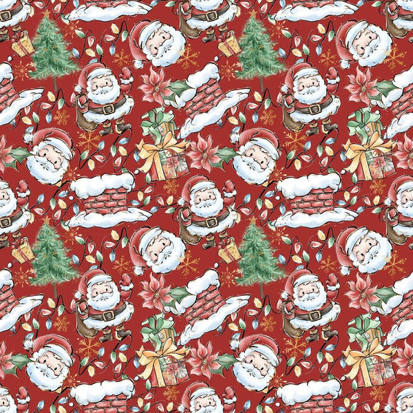 Hand Drawn Christmas Elements Fabric - Red - ineedfabric.com