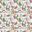 Hand Drawn Christmas Elements Fabric - White - ineedfabric.com