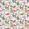 Hand Drawn Christmas Elements Fabric - White - ineedfabric.com