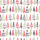 Hand Drawn Christmas Trees Fabric - Multi - ineedfabric.com
