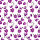 Hand Drawn Elegant Dark Purple Floral Fabric - ineedfabric.com