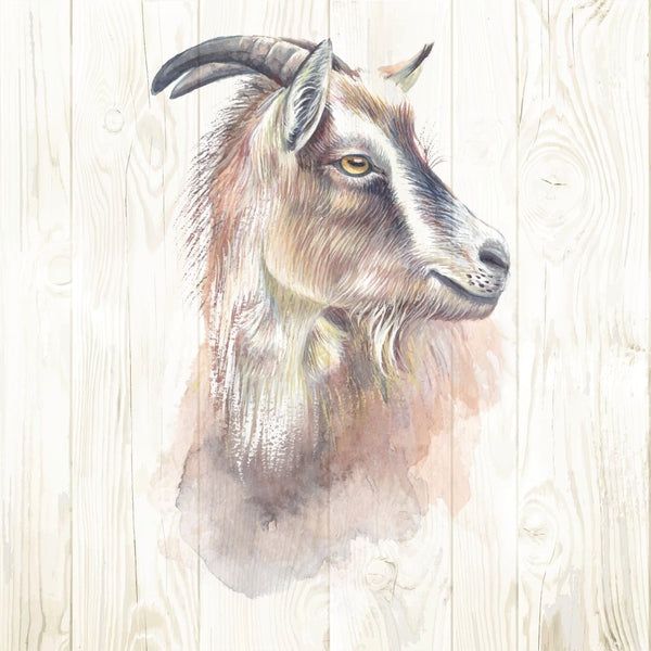 Hand Drawn Goat with Horns on Wood Fabric Panel - ineedfabric.com