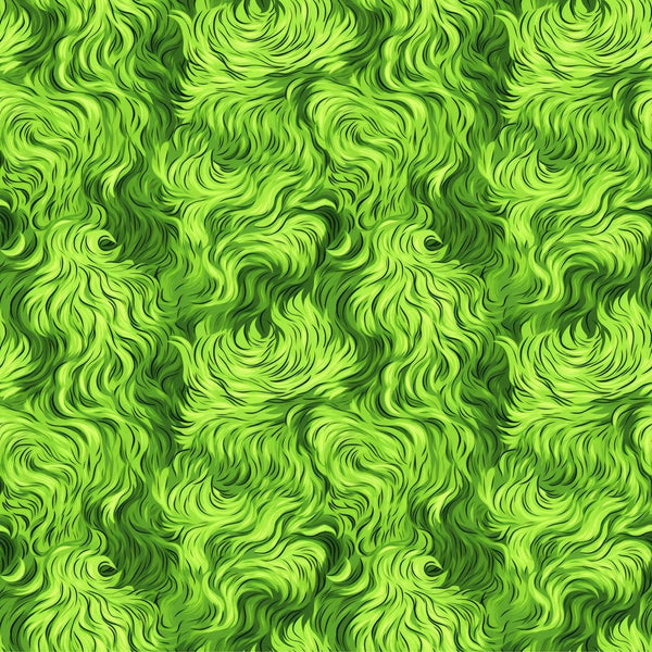 Hand Drawn Green Fur Fabric - ineedfabric.com