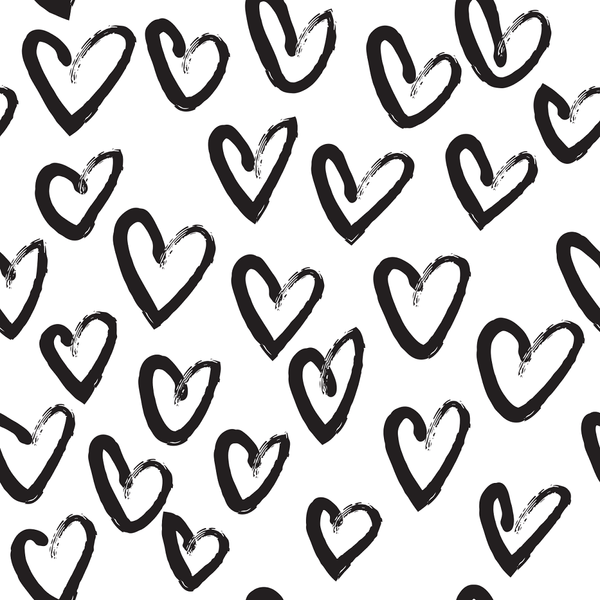 Hand Drawn Hearts Fabric - Black/White - ineedfabric.com