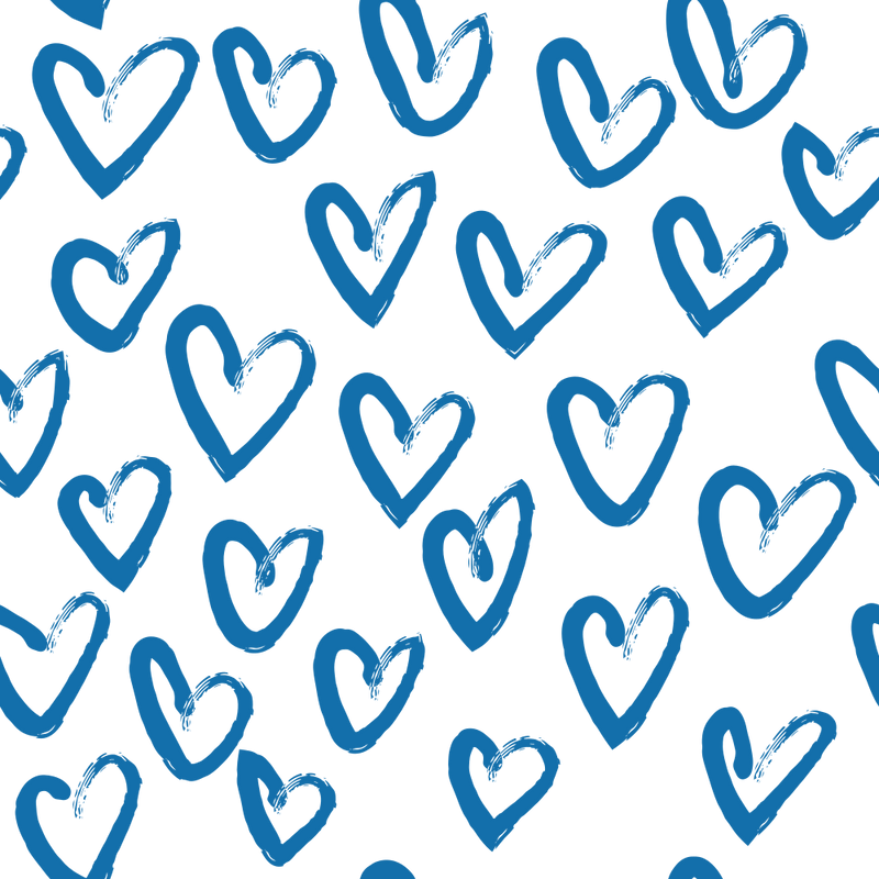Hand Drawn Hearts Fabric - Blue - ineedfabric.com
