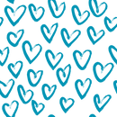 Hand Drawn Hearts Fabric - Cerulean Blue - ineedfabric.com