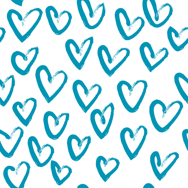 Hand Drawn Hearts Fabric - Cerulean Blue - ineedfabric.com