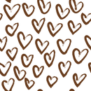 Hand Drawn Hearts Fabric - Chocolate - ineedfabric.com