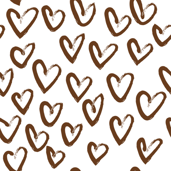 Hand Drawn Hearts Fabric - Chocolate - ineedfabric.com