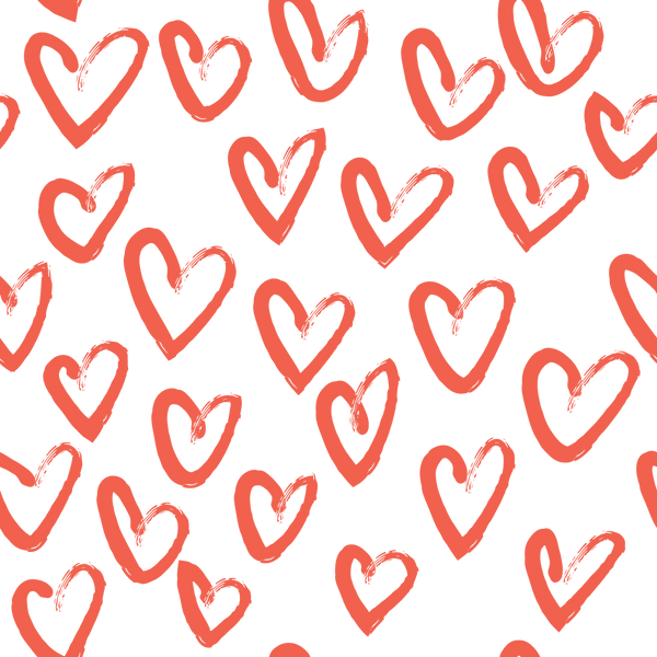 Hand Drawn Hearts Fabric - Cinnabar - ineedfabric.com