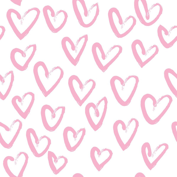 Hand Drawn Hearts Fabric - Cupid Pink - ineedfabric.com
