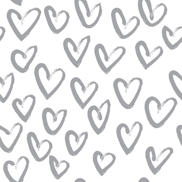 Hand Drawn Hearts Fabric - Dusty Gray - ineedfabric.com