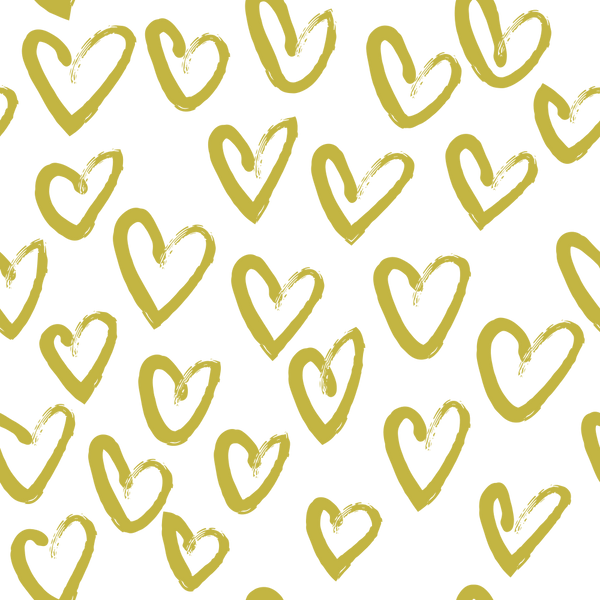 Hand Drawn Hearts Fabric - Gold - ineedfabric.com