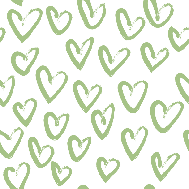 Hand Drawn Hearts Fabric - Pistachio Green - ineedfabric.com