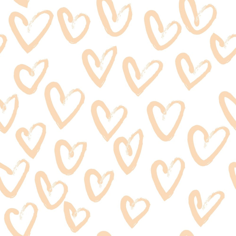 Hand Drawn Hearts Fabric - Pizazz Peach - ineedfabric.com