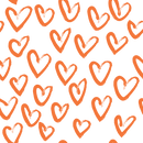 Hand Drawn Hearts Fabric - Pumpkin - ineedfabric.com