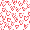 Hand Drawn Hearts Fabric - Red - ineedfabric.com
