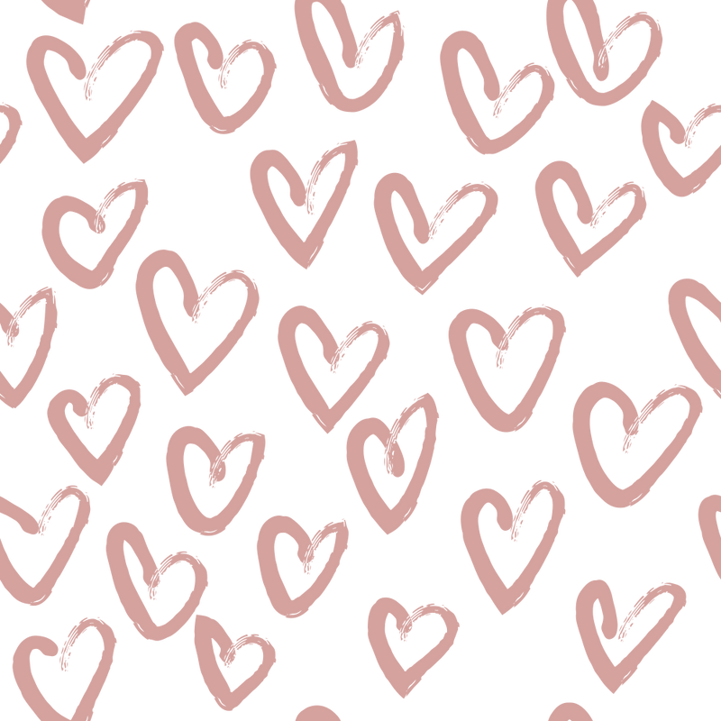 Hand Drawn Hearts Fabric - Rose Gold - ineedfabric.com
