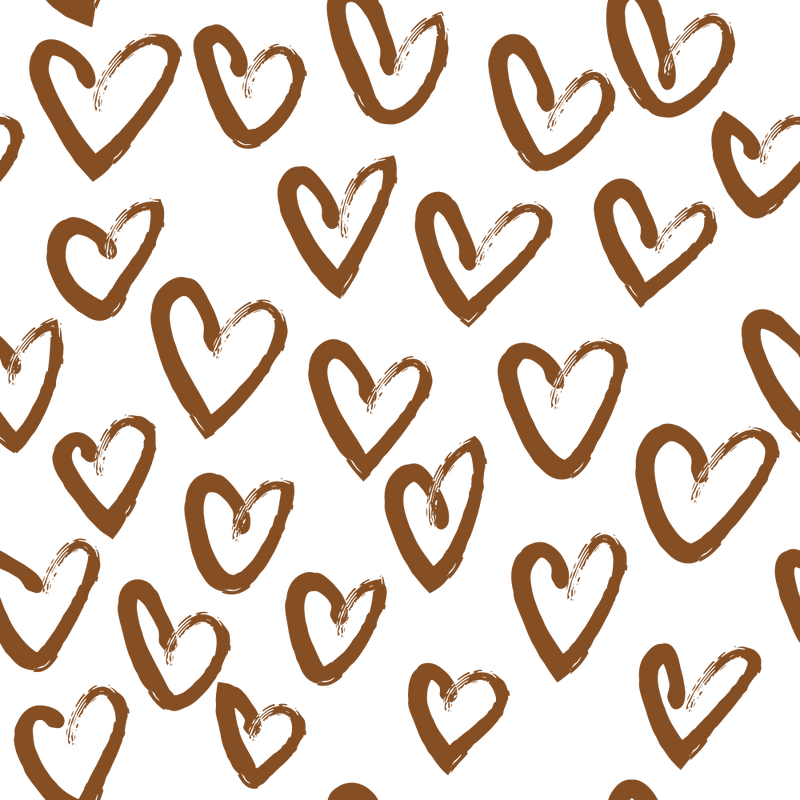 Hand Drawn Hearts Fabric - Russet - ineedfabric.com